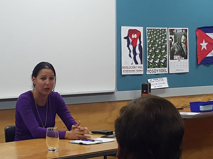 Cuba%27s+Leima+Freire+speaking+in+Auckland+on+behalf+of+ICAP+...+programmes+%22helping+disadvantaged+people%22.+Image%3A+Michael+Andrew%2FPMC