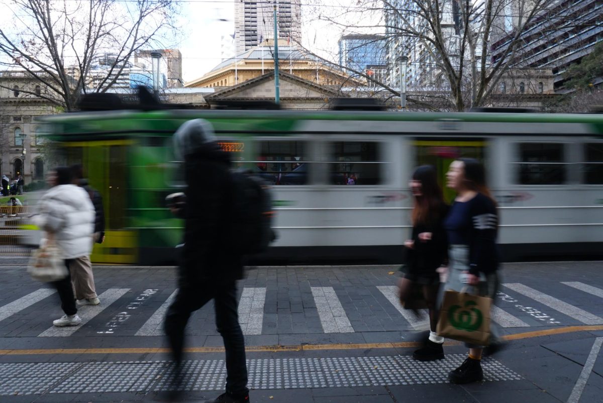 A person walking on a city street