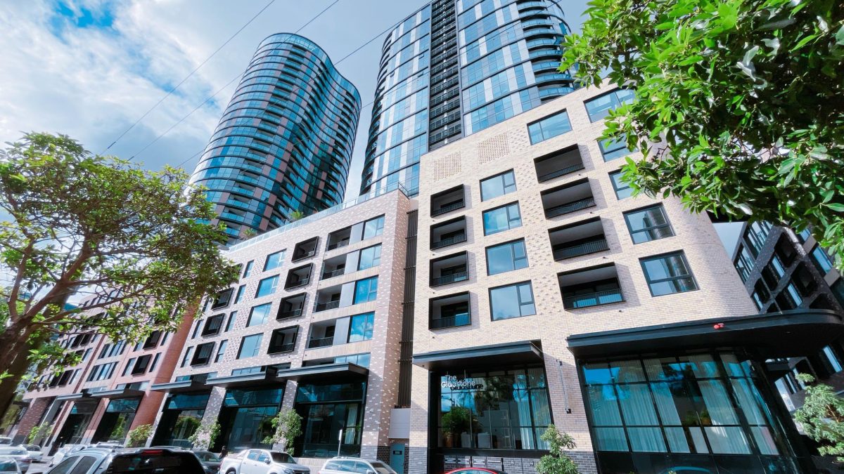 A view of a tall building