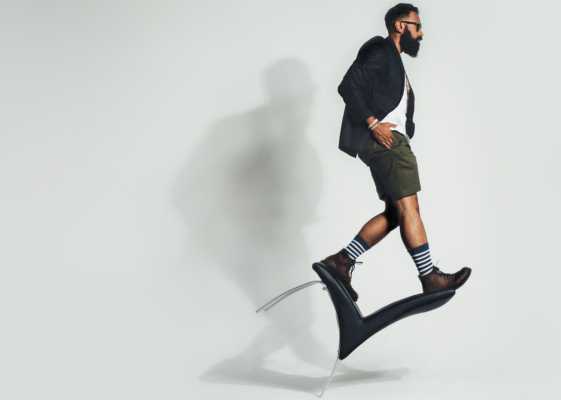 A man flying through the air